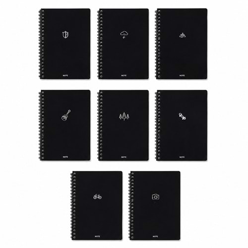 Papirüs Mini PP Kapak A4 60 Yaprak Çizgili Defter Siyah Karma Desen