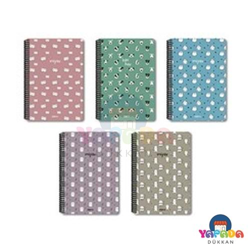 Papirüs Miyav PP Kapak Spiralli A4 80 Yaprak Çizgili Defter Kedi Desenli Karma Renk 8684180532036