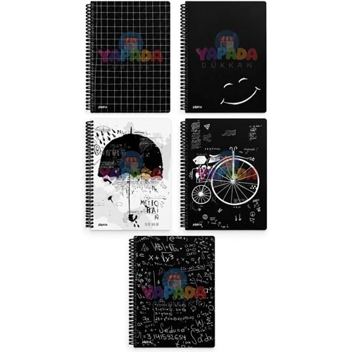 Papirüs Indigo PP Kapak Spiralli A4 80 Yaprak Çizgili Defter Karma Desen 8684180532135