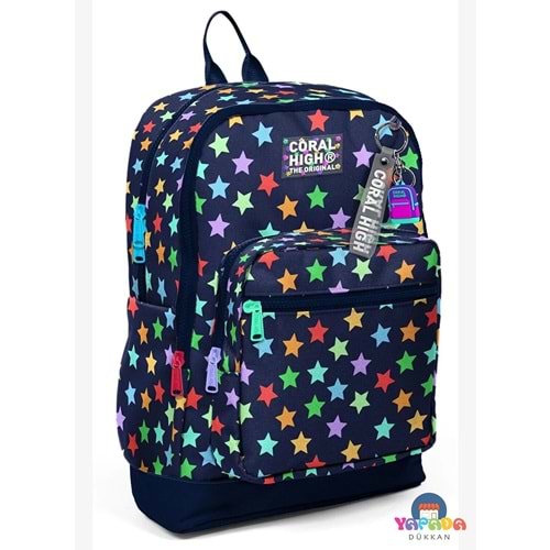 Coral High Kids 33209 Lacivert Yıldız Desenli Dört Bölmeli Okul Sırt Çantası