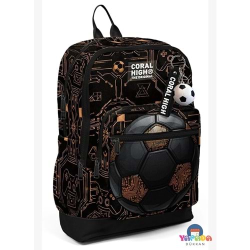 Coral High Kids 33217 Futbol Desenli Dört Bölmeli Okul Sırt Çantası