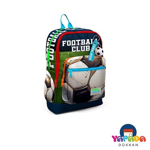 Coral High Kids 23779 Lacivert Siyah Beyaz Yeşil Futbol Desenli Dört Bölmeli Okul Sırt Çantası