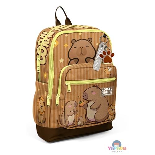 Coral High Kids 23783 Kapibara Desenli Dört Bölmeli Okul Sırt Çantası