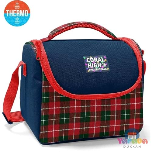 Coral High Lacivert Ekose Fiyonk Desenli Thermo Beslenme Çantası 37107