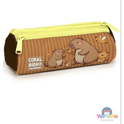 oral High Kids 22099 Kapibara Desenli Üç Bölmeli Kalem Çantası