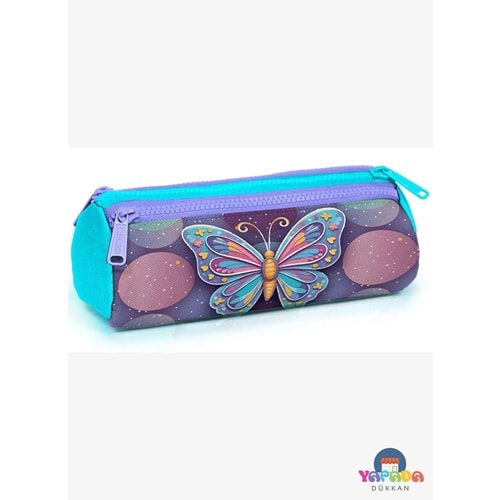 Coral High Kids 31006 Pastel Kelebek Desenli Üç Bölmeli Kalem Çantası