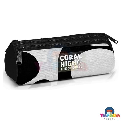 Coral High Kids 11187 Siyah-Beyaz Desenli Üç Bölmeli Kalem Çantası