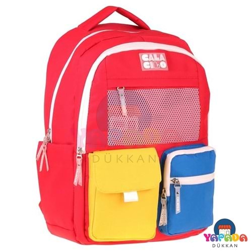 CalaCilo Bull C4101 25 L 43 x 29 x 20 cm Beş Bölmeli Suya Dayanıklı Kırmızı-Sarı İlkokul Sırt Çantası