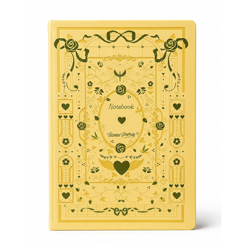 Victoria's Journals Amour - Vegan Deri Sert Kapak Defter A5 100 gr., 96 yaprak. Çizgili.Kutulu-Sarı
