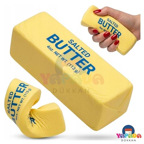 Butter Squishy Tereyağı Tasarımlı Sarı Yumuşak Sıkılabilir Duyusal Stres ve Fidget Oyuncağı 3+ Yaş