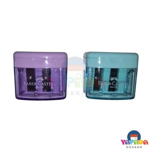 Faber-Castell Minibox Duo Standart ve Jumbo Çift Delikli Hazneli Kalemtraş Pastel Karma Renk 382902