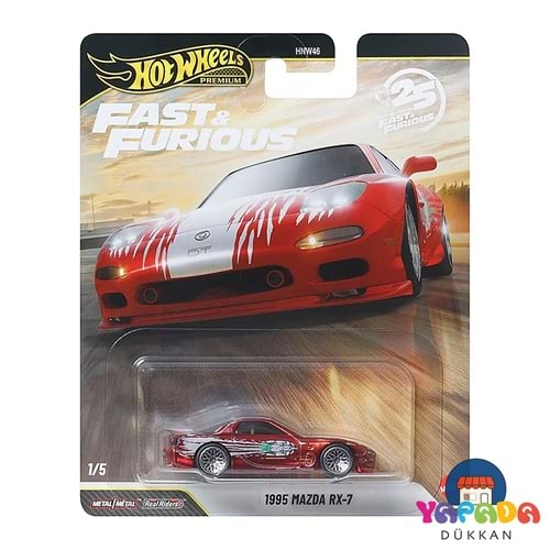Hot Wheels Premium Fast & Furious 25. Yıl 1995 Mazda RX-7 JHW71 #1/5 Chase 1:64 Koleksiyon Model Araba