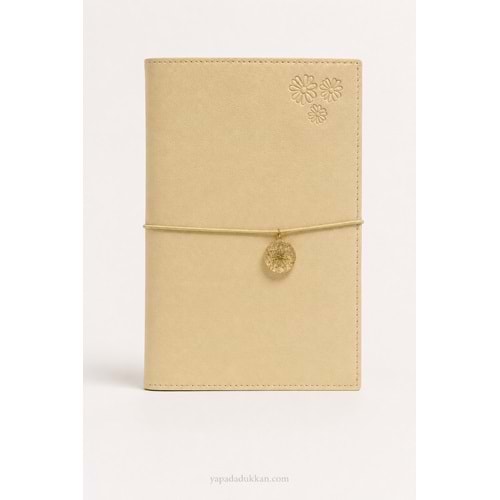 Victoria’s Journals Charm Çiçek Lastikli Vegan Deri Defter 96 Yaprak - Krem