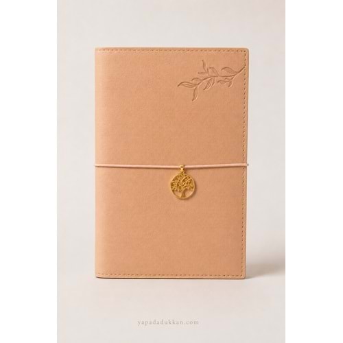 Victoria’s Journals Charm Hayat Ağacı Lastikli Vegan Deri Defter 96 Yaprak - Açık Pudra