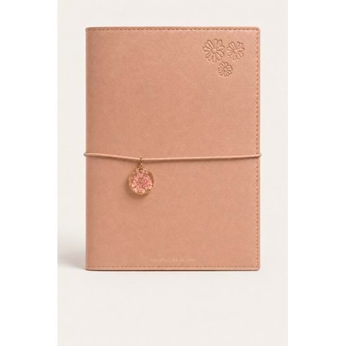 Victoria’s Journals Charm Çiçek Lastikli Vegan Deri Defter 96 Yaprak - Pudra Pembe