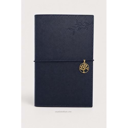 Victoria’s Journals Charm Hayat Ağacı Lastikli Vegan Deri Defter 96 Yaprak - Lacivert
