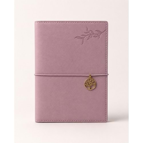 Victoria’s Journals Charm Hayat Ağacı Lastikli Vegan Deri Defter 96 Yaprak - Pembe