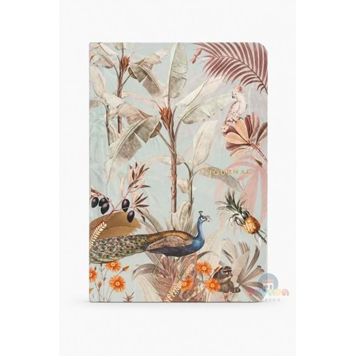 Victoria’s Journals Smyth Art Noktalı Vegan Deri Defter 100 gr 120 Yaprak - Tavus Kuşu Tropikal Desen