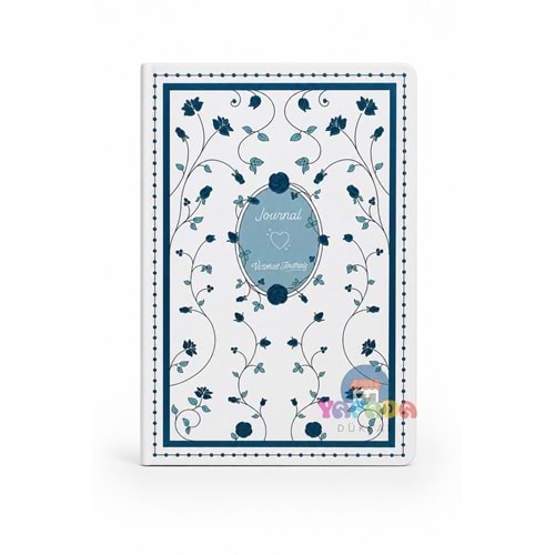 Victoria’s Journals Smyth Art Vegan Deri Defter 100 gr 120 Yaprak - Mavi Çiçekli Sarmaşık Desen