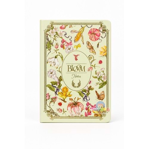 Victoria’s Journals Smyth Art Bloom Notes Vegan Deri Defter 100 gr 120 Yaprak - Sarı Çiçek Desenli