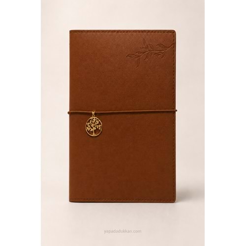 Victoria’s Journals Charm Hayat Ağacı Lastikli Vegan Deri Defter 96 Yaprak - Açık Pudra Kahverengi