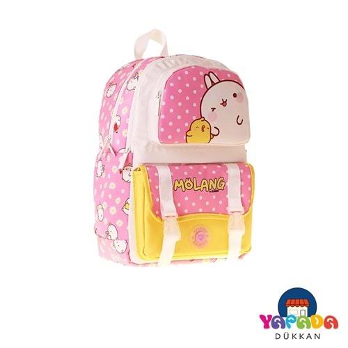 Kaukko Kids Molang Pembe Dört Bölmeli Kız Çocuk Okul Sırt Çantası