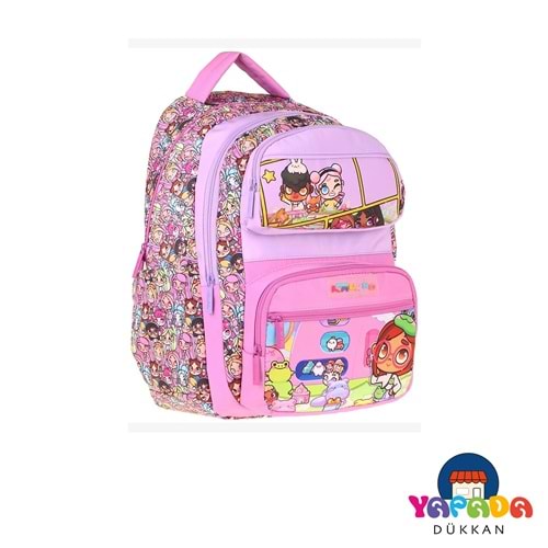 Kaukko Kids Nagy Pembe Beş Bölmeli Kız Çocuk Okul Sırt Çantası