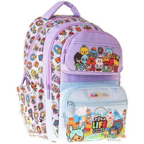 Kaukko Kids Toca Life Lila Turkuaz Kız Çocuk İlkokul Sırt Çantası