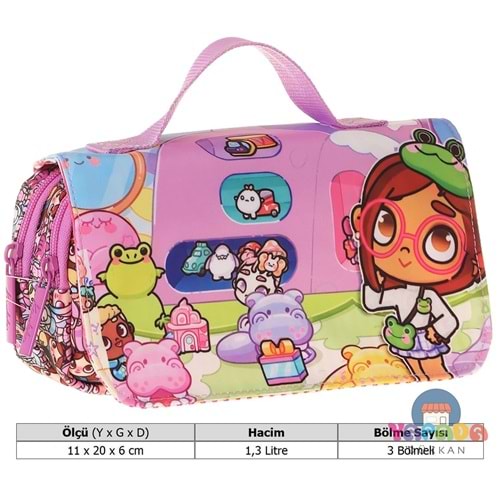 Kaukko Kids Nagy Pembe Taşıma Askılı Kalem Çantası