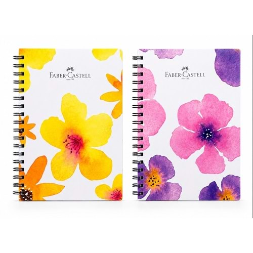 Faber Flowers Karton Kapaklı Çizgili Defter 100 Yaprak