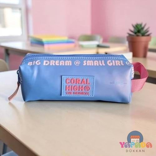 Coral High 21001 Bebe Mavi Tek Bölmeli Polyester Kalem Çantası