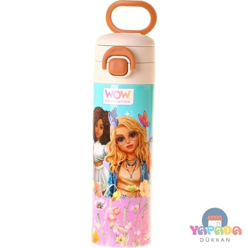 Wow Generation W6078 Butterfly Turkuaz-Pembe 520 ml SUS316 Paslanmaz Çelik Çift İçim Kilitli Termos Matara