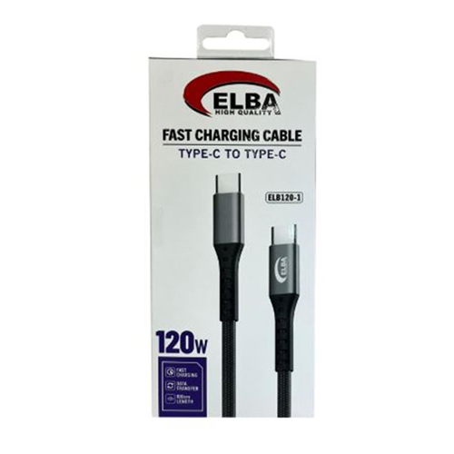 Elba ELB120-1 120W USB-C to USB-C 1 m Siyah Naylon Örgülü Hızlı Şarj ve Data Kablosu