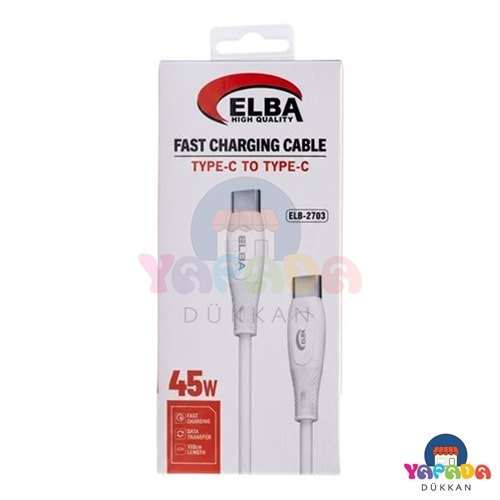 Elba ELB-2703 45W USB-C to USB-C 1 m Beyaz Silikon Hızlı Şarj ve Data Kablosu