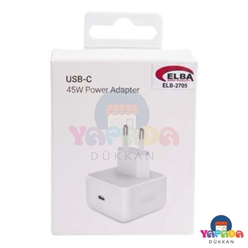 Elba ELB-2705 45W Beyaz USB-C Tek Port Hızlı Şarj Adaptörü