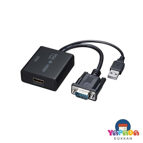 Vcom CG591-B 0,15 m HDMI Erkek to VGA Dişi Siyah Görüntü Dönüştürücü Adaptör
