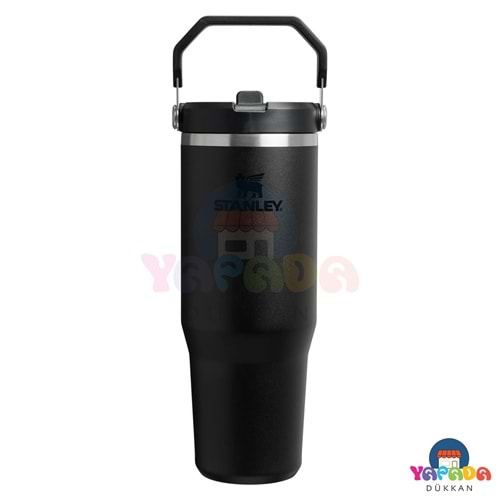 Stanley IceFlow Flip Straw 10-12043-071 890 ml 18/8 Çelik Katlanır Tutacaklı Siyah (Black 2.0) Pipetli Termos Bardak