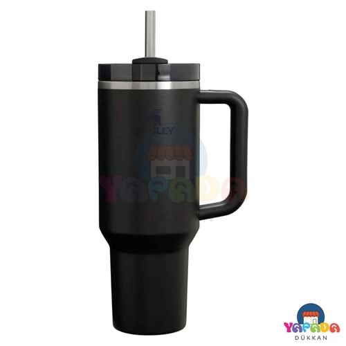 Stanley Quencher H2.0 FlowState 10-12574-015 1,18 L 18/8 Çelik Kulplu Siyah (Black 2.0) Pipetli Termos Bardak
