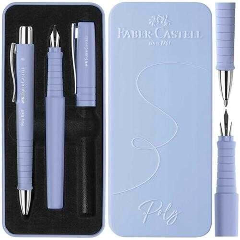 Faber Castell Grip 2011 Hediye Seti Pale İris Metal Kutu Dolma Kalem Ve Tükenmez Kalem Yedek Kartuş