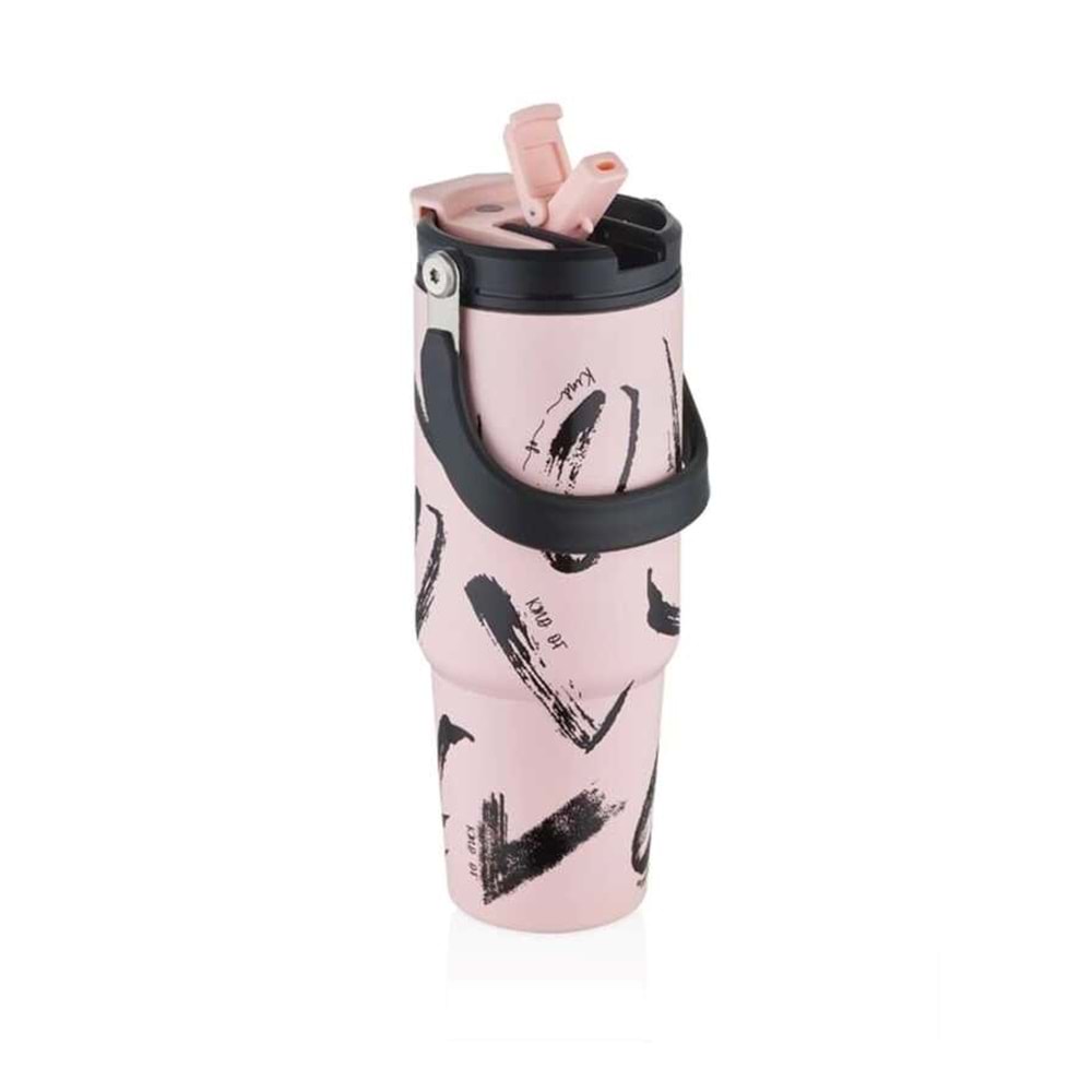 VagonLife 900 Ml Paslanmaz Çelik Termos Kuluplu Soft Pembe VGN-8137
