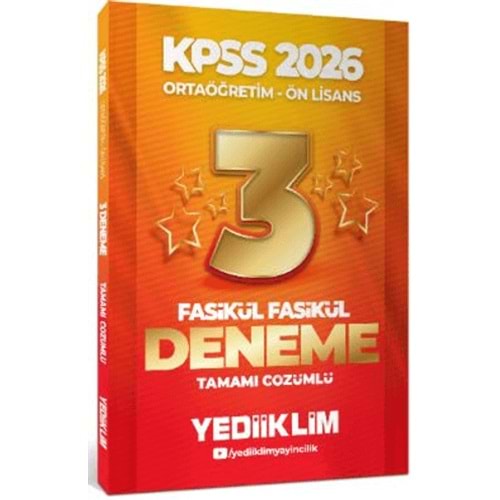 Yediiklim Yayınları 2026 Kpss Ortaöğretim-Önlisans Genel Yetenek Genel Kültür Tamamı Çözümlü 3 Yıldız Fasikül Deneme