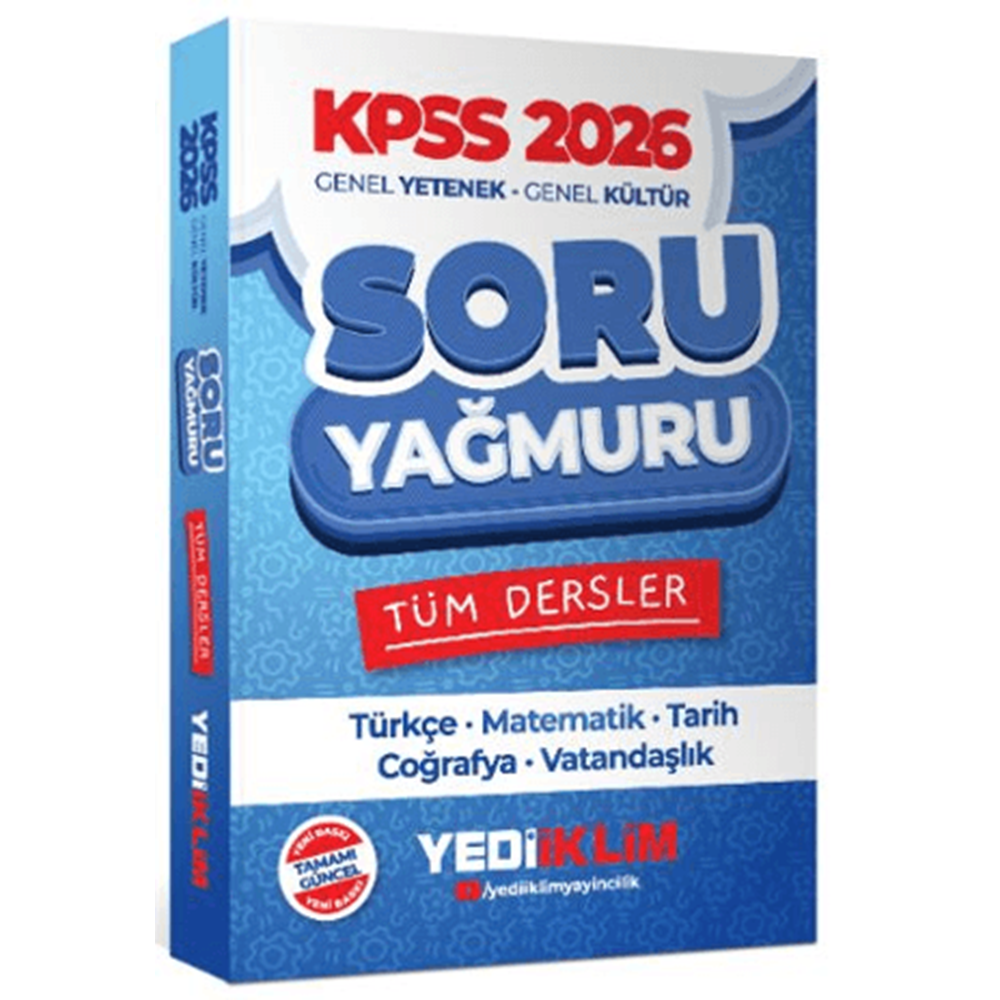 2026 KPSS Genel Yetenek Genel Kültür Tüm Dersler Soru Yağmuru - Kolektif - Yediiklim Yayınları