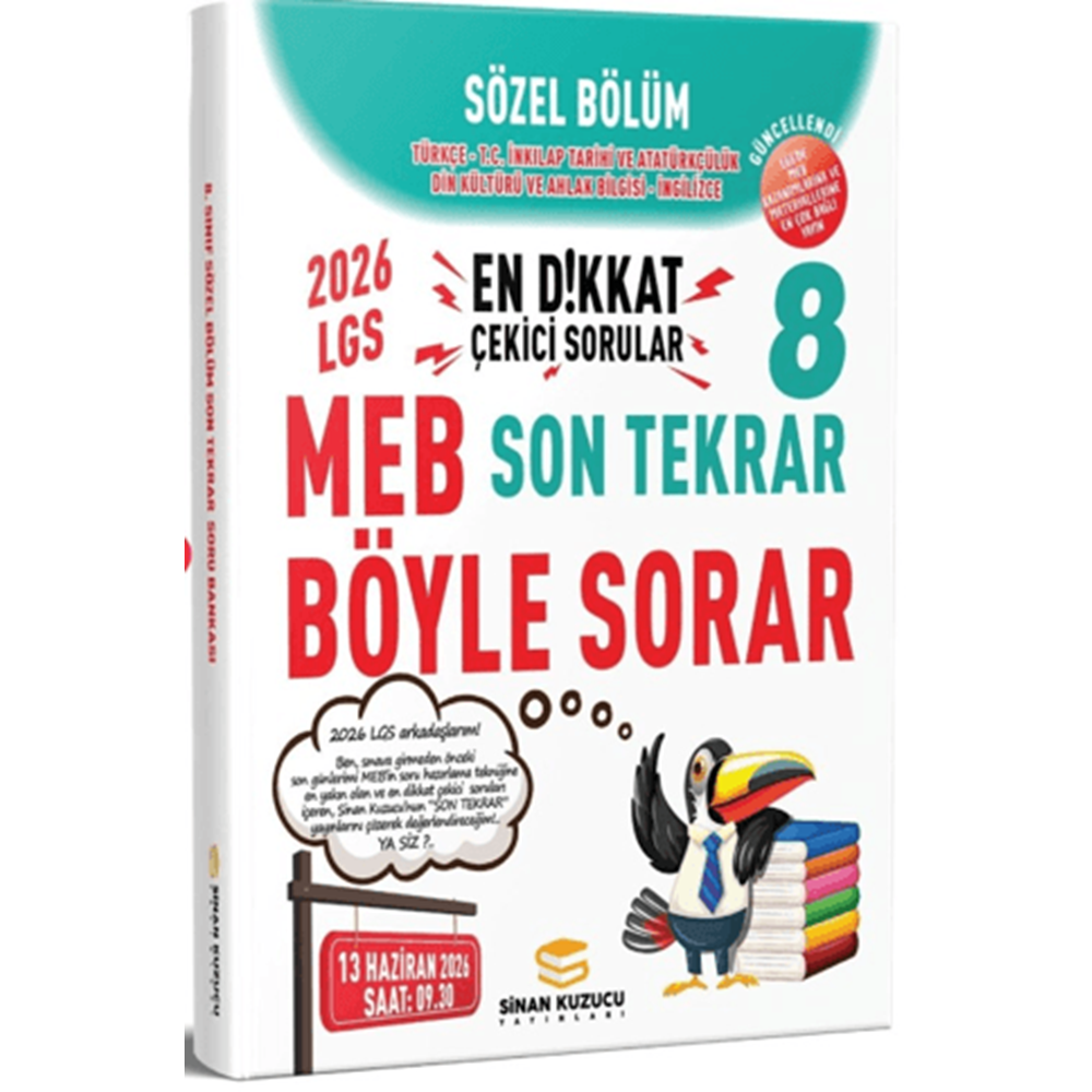 2026 8. Sınıf Sözel Bölüm Son Tekrar Soru Bankası Sinan Kuzucu