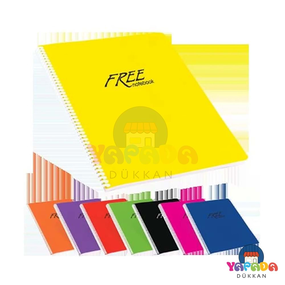 Keskin Color Free PP Kapak Spiralli A4 100 Yaprak Çizgili Defter Karma Renk 320441-99