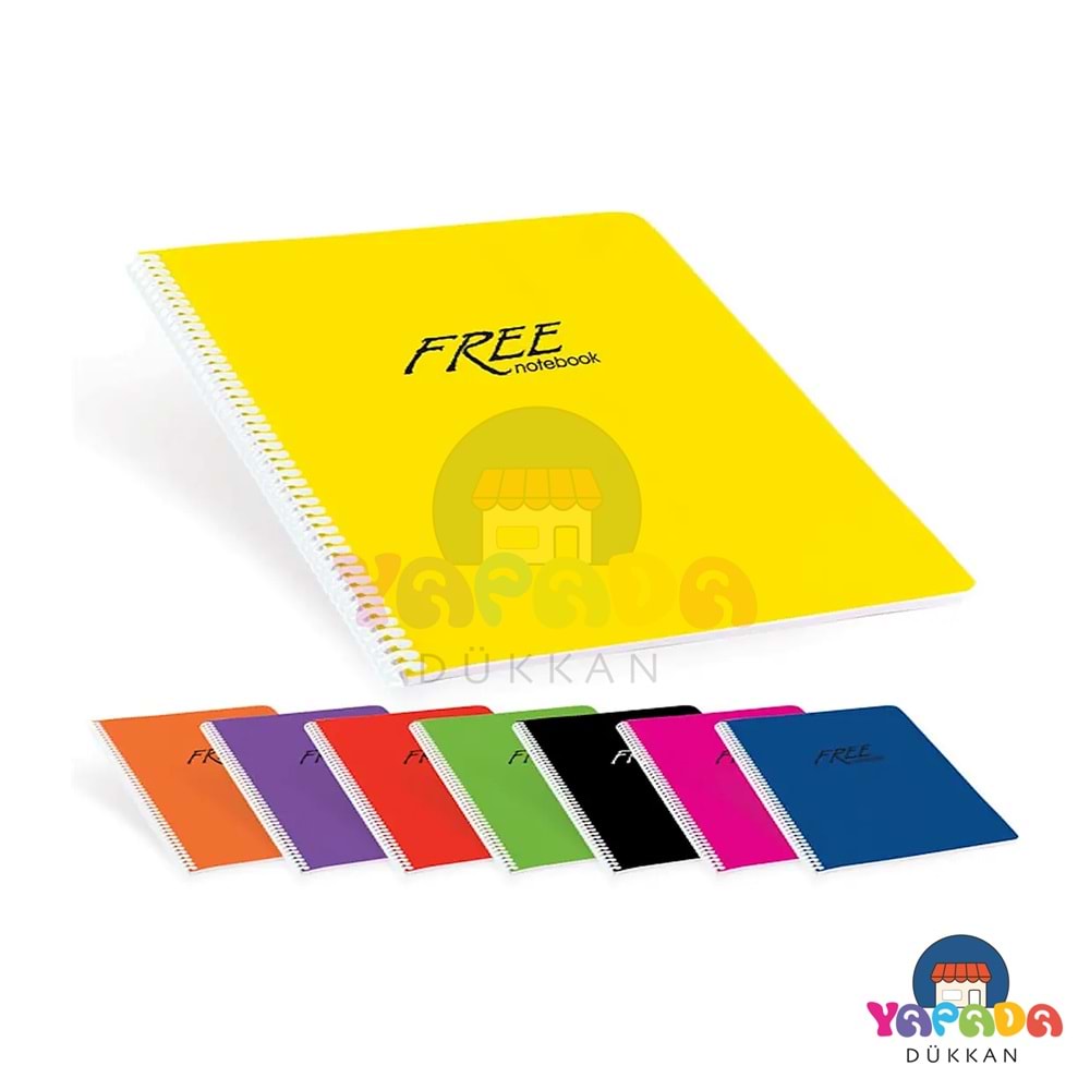 Keskin Color Free PP Kapak Spiralli A4 60 Yaprak Kareli Defter Karma Renk 320402-99