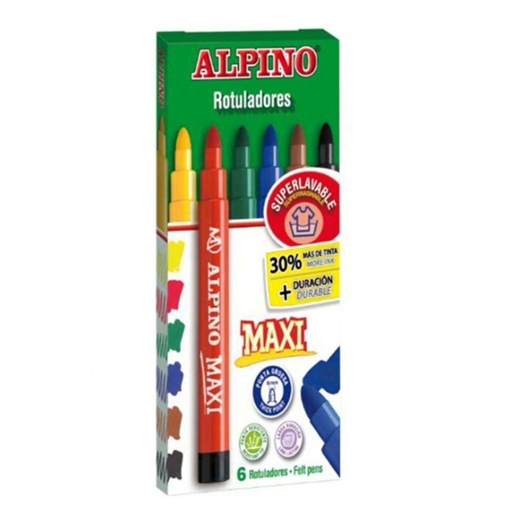 Alpino Keçeli Kalem 6 Renk Maxi