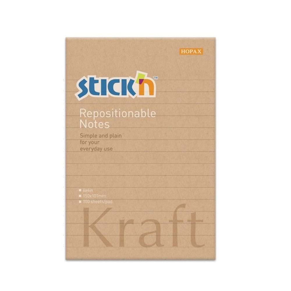 Stick n Kraft Çizgili 100 Yaprak Yapışkanlı Not Kağıdı 21641 Gıpta 150x101