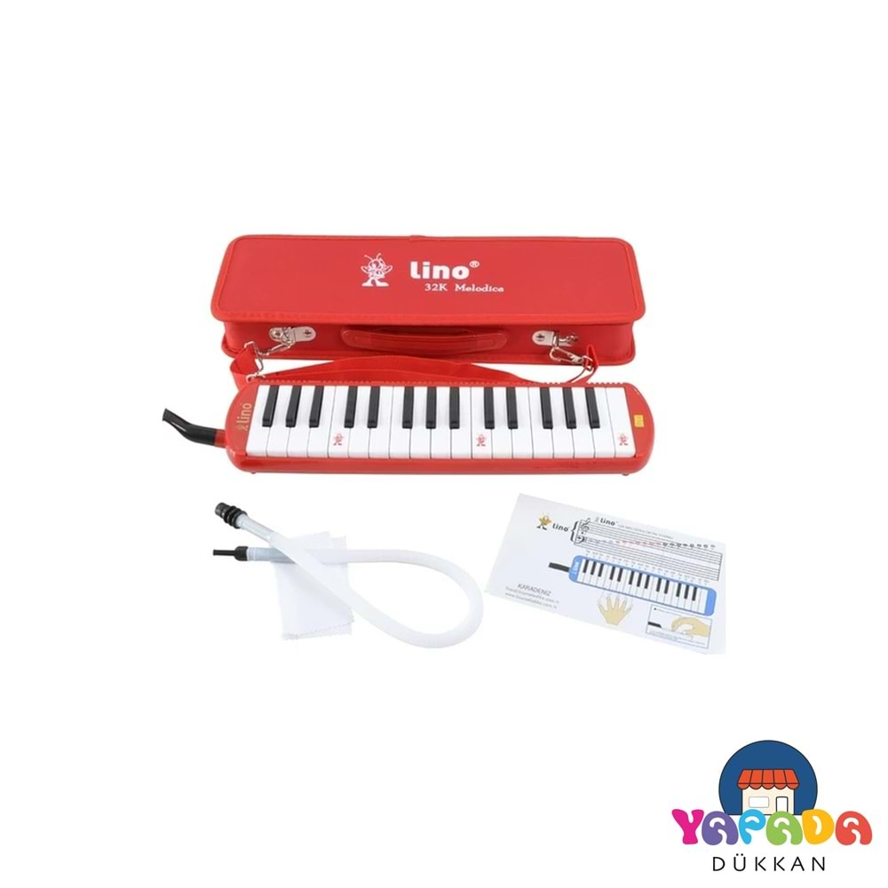 Lino LN-32-K 32 Tuşlu Notalı Paslanmaz Bakır Mekanizmalı Özel Çantalı Kırmızı Melodika