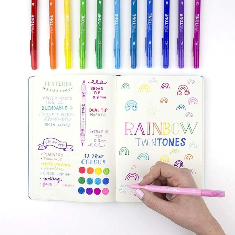 Tombow Twin Tone Marker Rainbow Tonlar Seti