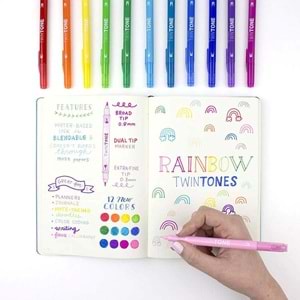 Tombow Twin Tone Marker Rainbow Tonlar Seti